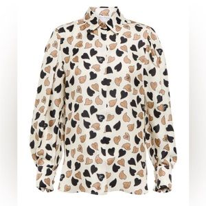 MaxMara Womens Silk Heart Print Shirt